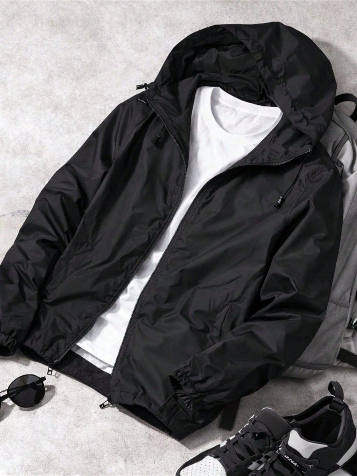 Men's Lightweight Casual Windbreaker Jacket Men, Waterproof Raincoat With Removable Hood Outdoor Gear For Travel Hiking Cycling