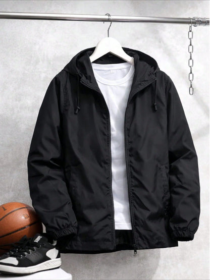 Men's Lightweight Casual Windbreaker Jacket Men, Waterproof Raincoat With Removable Hood Outdoor Gear For Travel Hiking Cycling