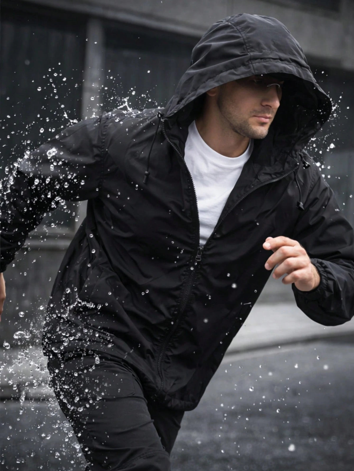 Men's Lightweight Windbreaker Waterproof Raincoat With Removable Hood Outdoor Gear For Travel Hiking Cycling