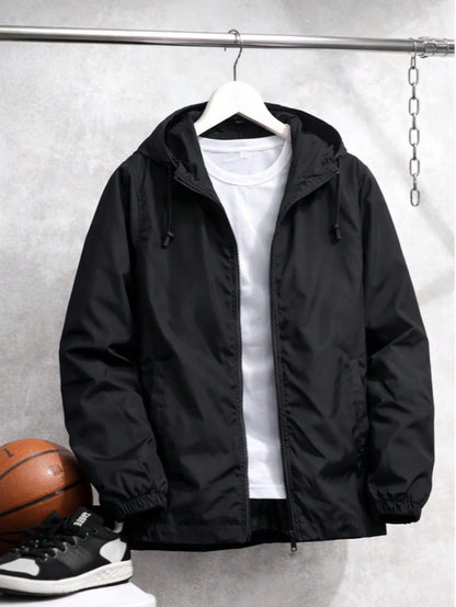 Men's Lightweight Windbreaker Waterproof Raincoat With Removable Hood Outdoor Gear For Travel Hiking Cycling