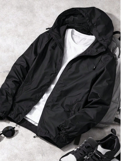 Men's Lightweight Windbreaker Waterproof Raincoat With Removable Hood Outdoor Gear For Travel Hiking Cycling