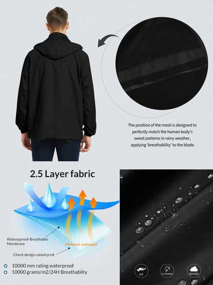 Men's Lightweight Windbreaker Waterproof Raincoat With Removable Hood Outdoor Gear For Travel Hiking Cycling