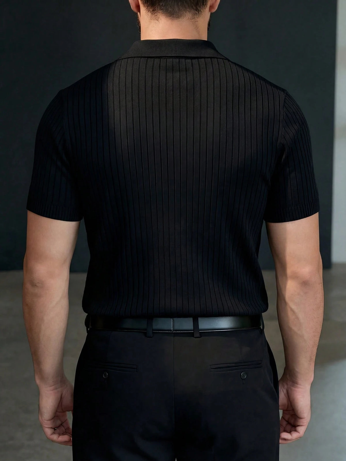 Men's Loose Fit Thin Premium Knit Striped Airplane Collar Short Sleeve, Cool & Comfortable Summer Fashion Casual Essential Item