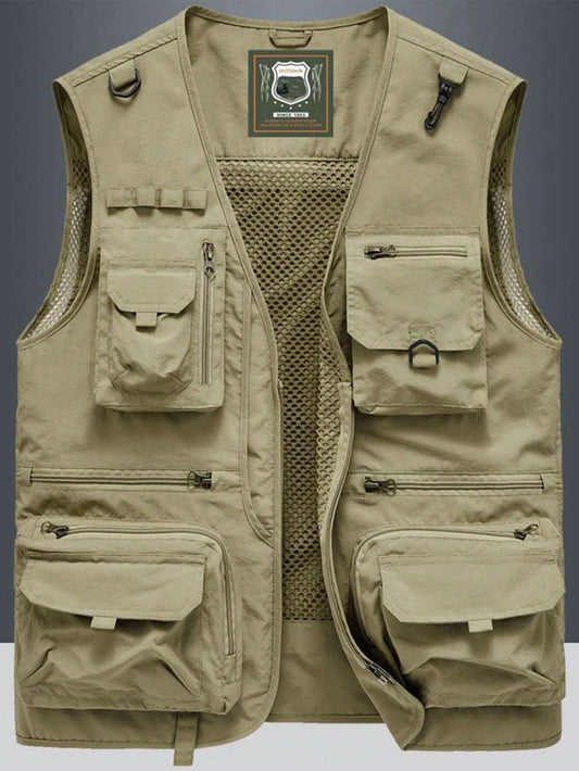 Men's Outdoor Casual Vest With Multiple Pockets, Lightweight Sleeveless Jacket For Spring Autumn, Suitable For Fishing, Photography
