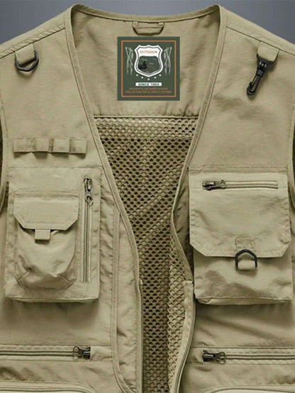 Men's Outdoor Casual Vest With Multiple Pockets, Lightweight Sleeveless Jacket For Spring Autumn, Suitable For Fishing, Photography
