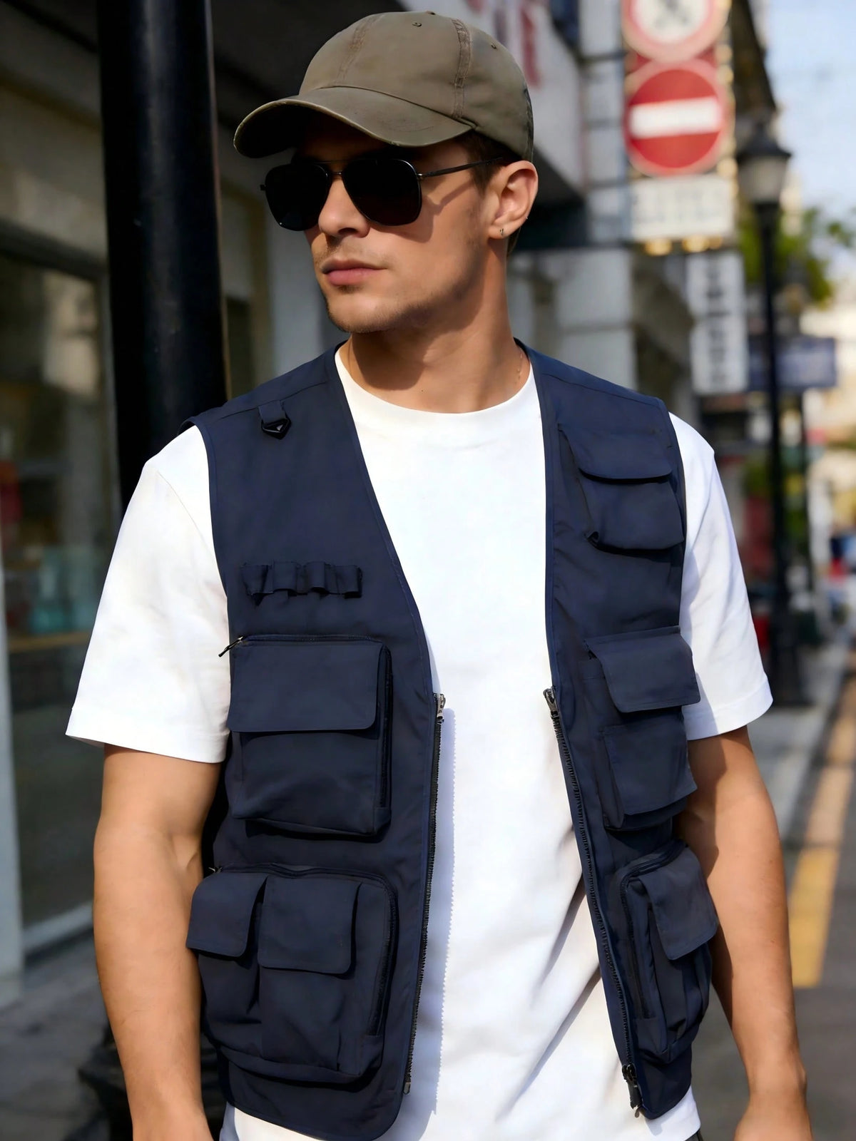 Men's Outdoor Multi-Pocket Utility Vest, Lightweight Breathable Tactical Gilet With Zipper Pockets, Large Storage Sleeveless Jacket For Fishing