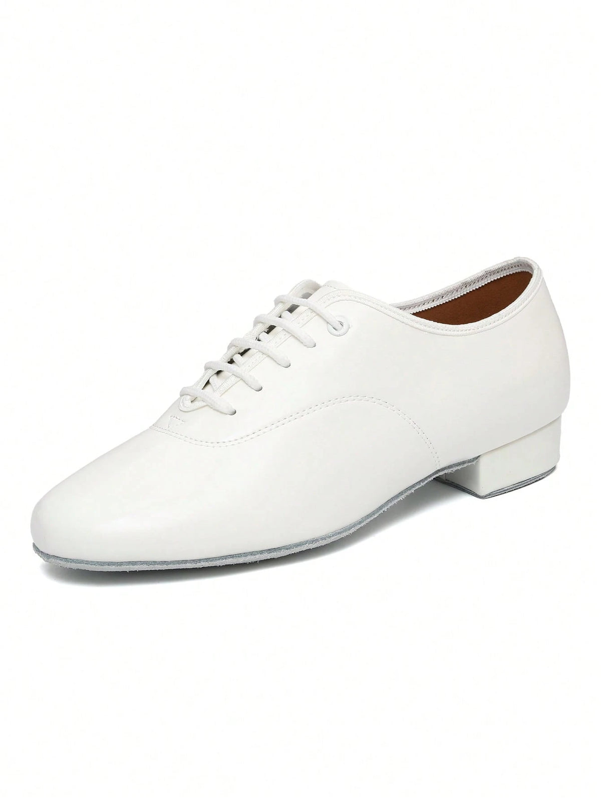 Men's Professional Latin Dance Shoes, White Patent PU Soft Sole For Stage Performance, Ballroom & Modern Dancing, Indoor Training Sneakers