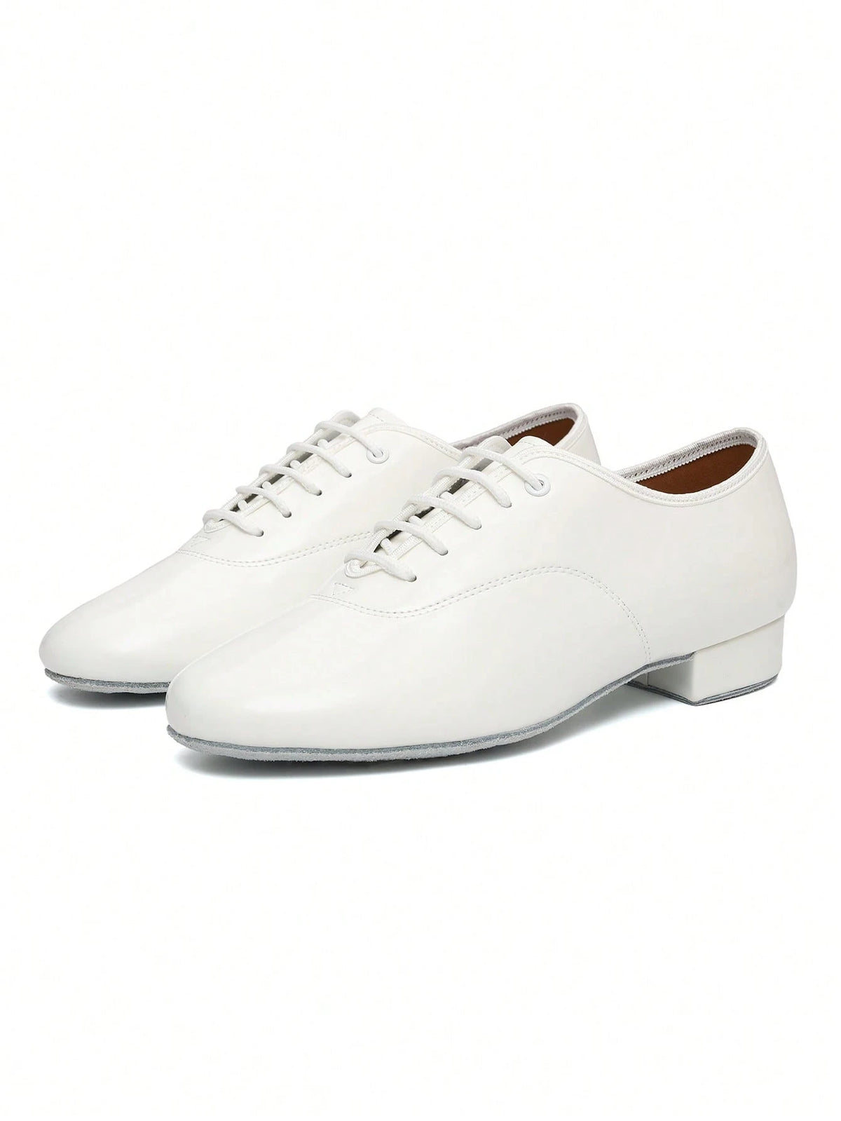 Men's Professional Latin Dance Shoes, White Patent PU Soft Sole For Stage Performance, Ballroom & Modern Dancing, Indoor Training Sneakers