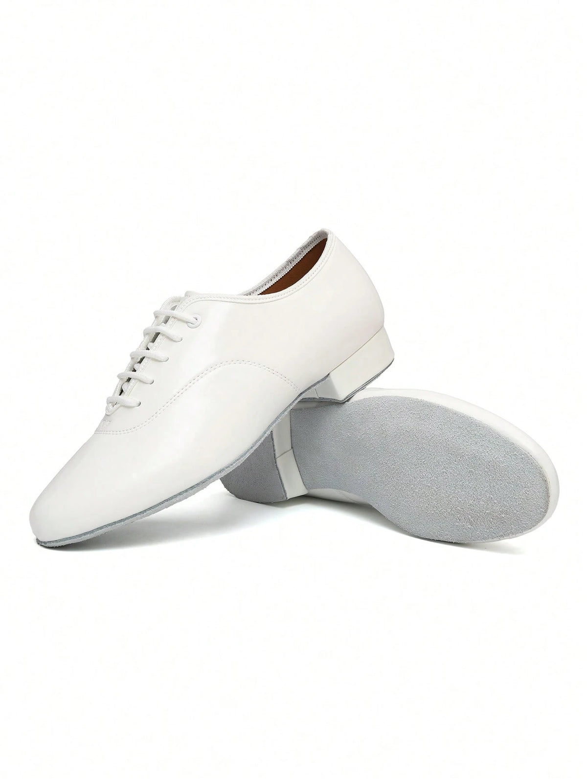 Men's Professional Latin Dance Shoes, White Patent PU Soft Sole For Stage Performance, Ballroom & Modern Dancing, Indoor Training Sneakers