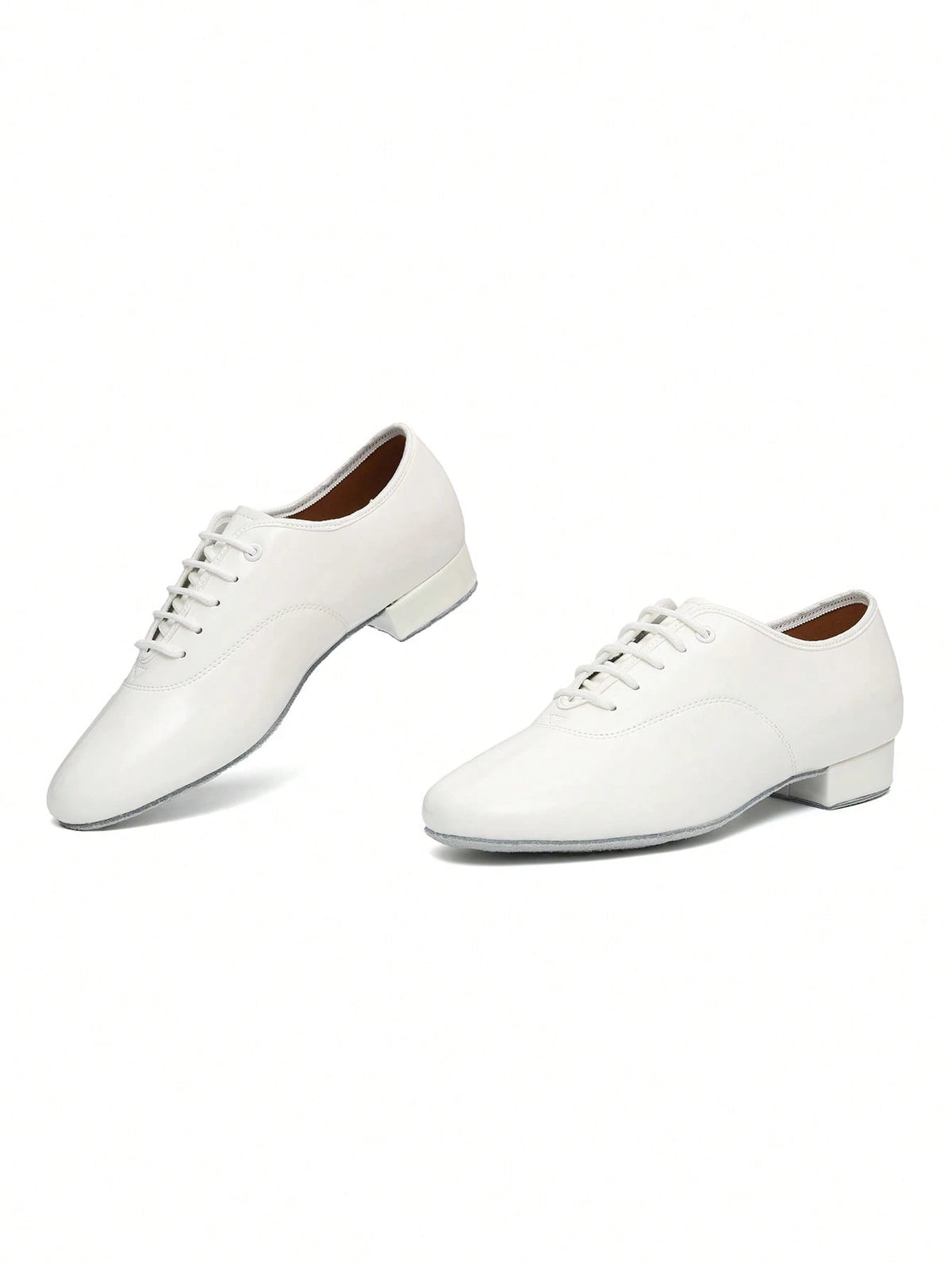 Men's Professional Latin Dance Shoes, White Patent PU Soft Sole For Stage Performance, Ballroom & Modern Dancing, Indoor Training Sneakers