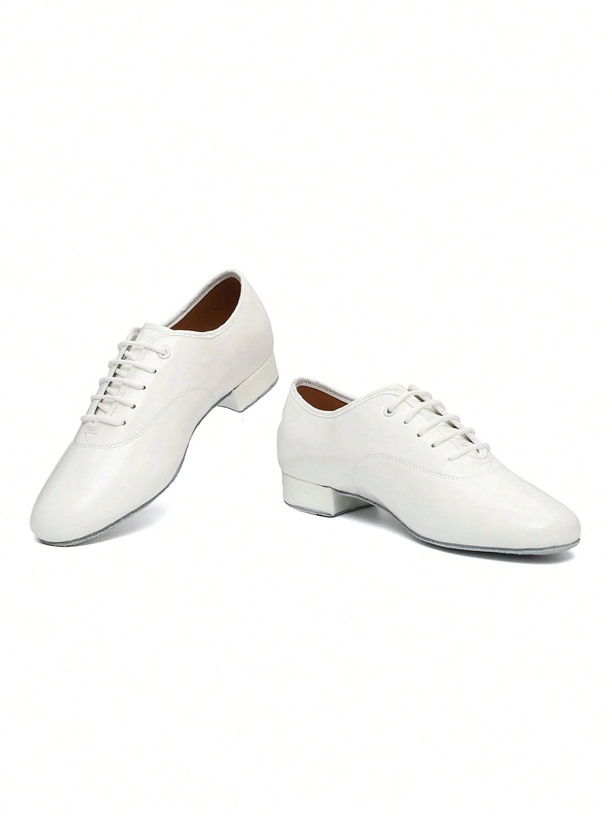 Men's Professional Latin Dance Shoes, White Patent PU Soft Sole For Stage Performance, Ballroom & Modern Dancing, Indoor Training Sneakers