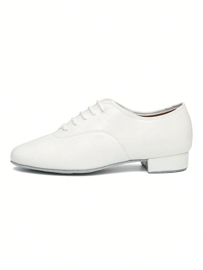 Men's Professional Latin Dance Shoes, White Patent PU Soft Sole For Stage Performance, Ballroom & Modern Dancing, Indoor Training Sneakers
