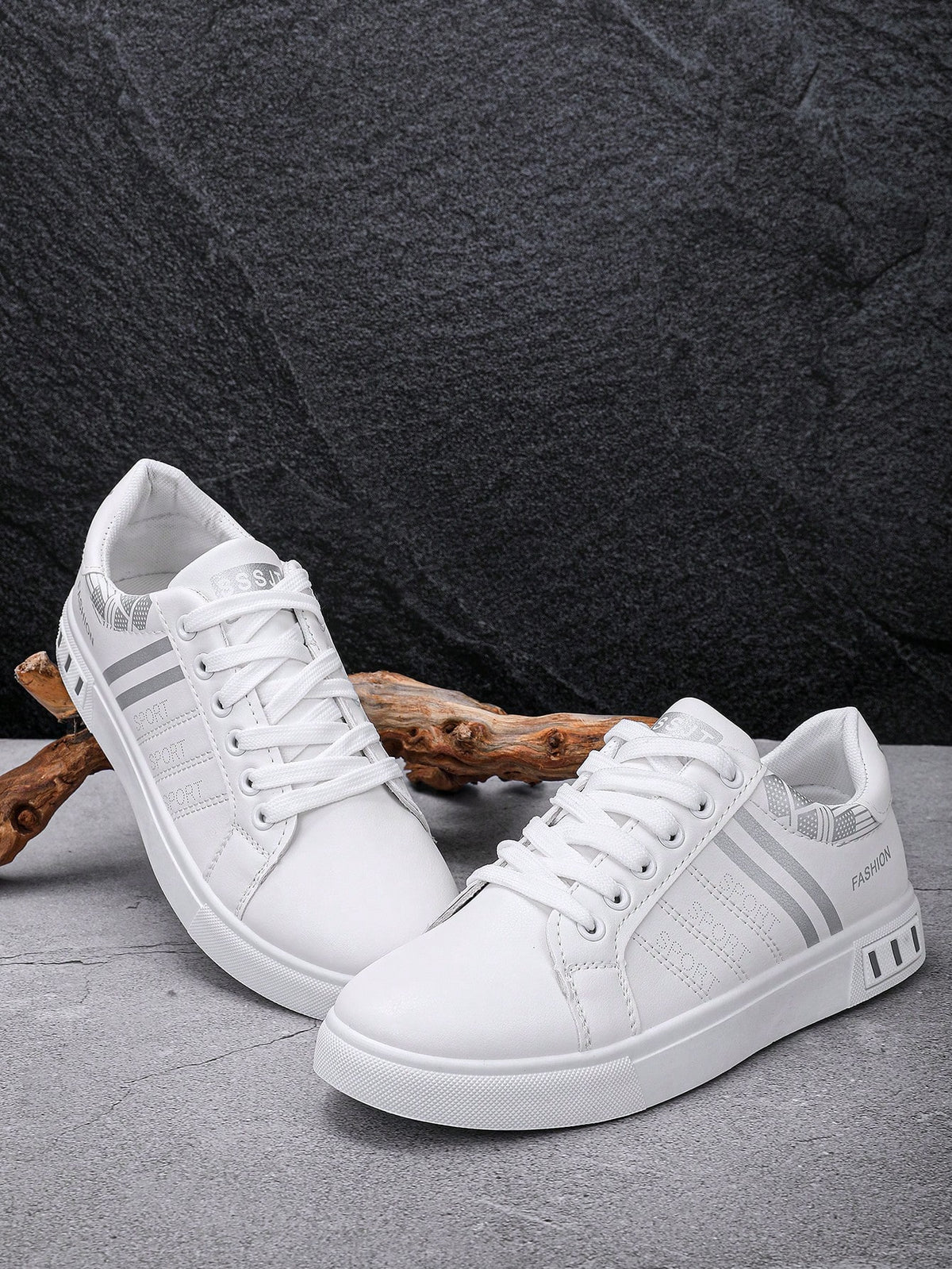 Men's White Sneakers Suitable For Sports & Outdoor, Lightweight Non-Slip Flat Shoes, Lace-Up White Shoes, Suitable For All Seasons, Students, Spring And Autumn, Low-Top Men's Shoes (Please Order One S
