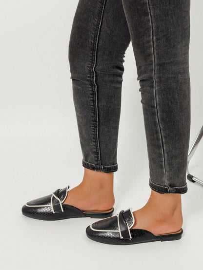 Mengshangli Wide Fit Slip-On Slippers For Women, Fashion Mule Shoes, Casual Outdoor Wear