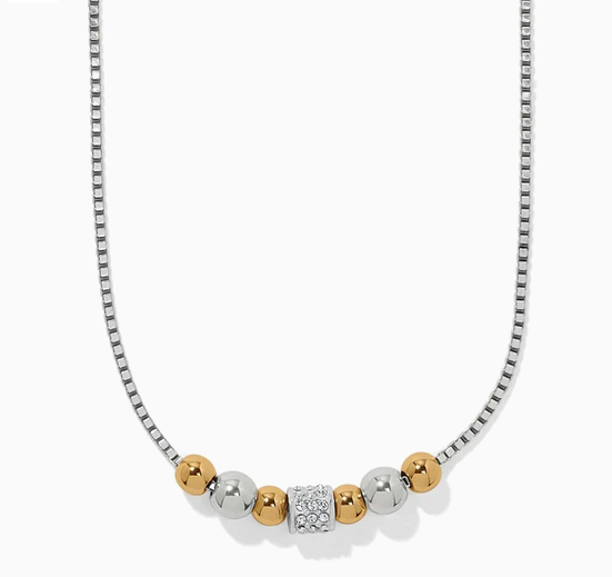Meridian Petite Station Small Necklace Two Tone Silver