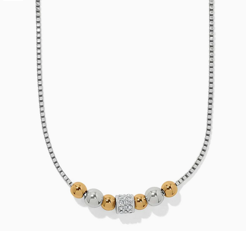 Meridian Petite Station Small Necklace Two Tone Silver