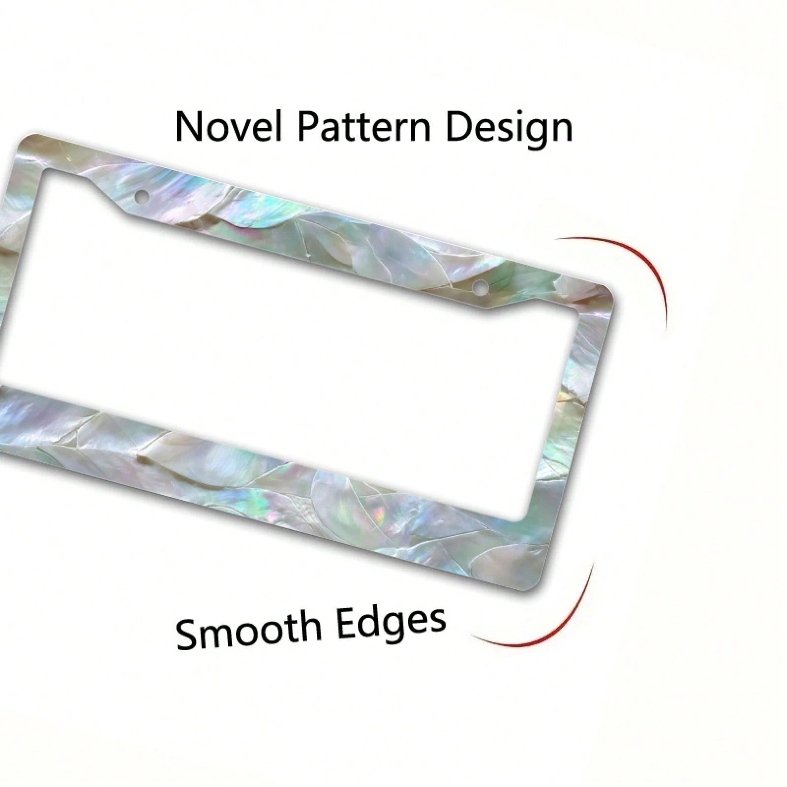 Metal License Plate Frame Cover With Rainbow Color Mother Of Pearl Shell Pattern For Beach Party And Summer Celebration