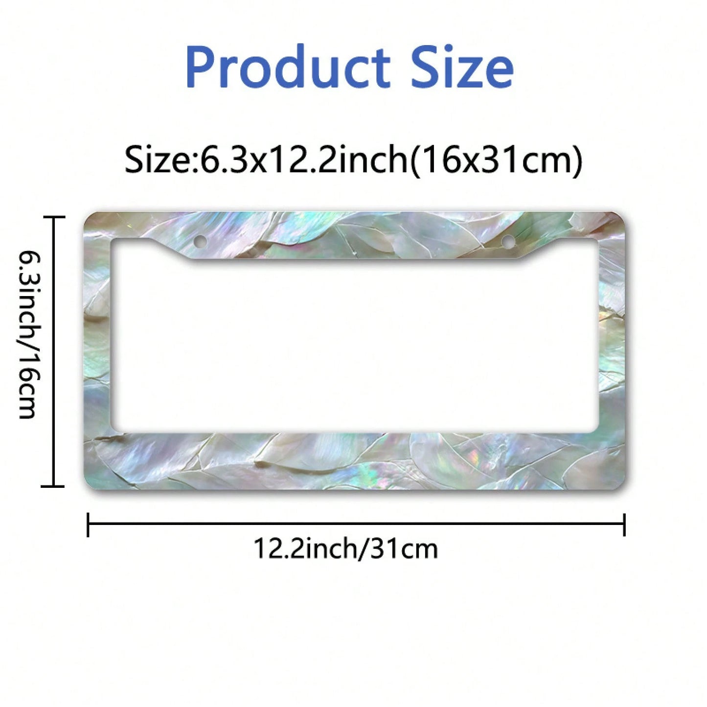 Metal License Plate Frame Cover With Rainbow Color Mother Of Pearl Shell Pattern For Beach Party And Summer Celebration