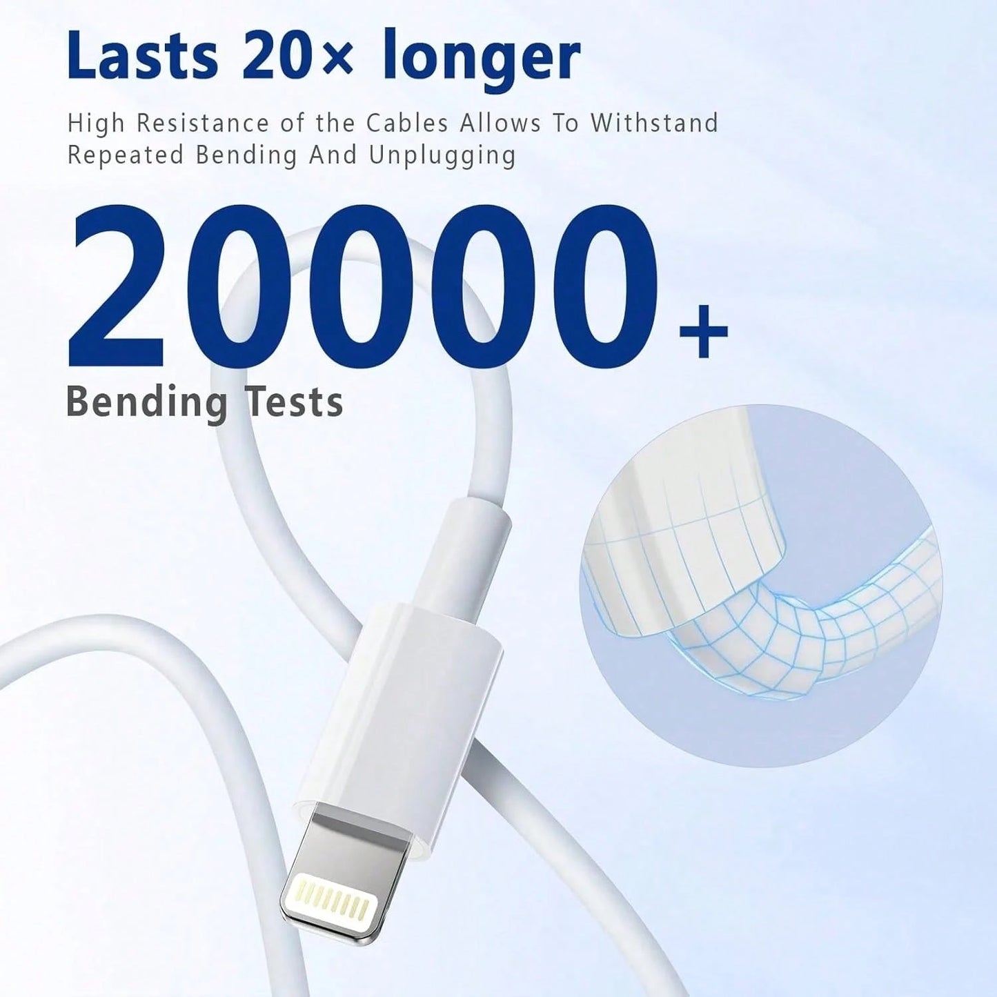 MFIGlGK 20pcs Lightning Cable [MFi Certified] For IPhone Fast Charger Cable Power Delivery Type C Charging Cord Compatible With For IPhone 14 13 13 Pro Max 12 12 Pro Max 11 XS XR X 8 IPad, White Comp