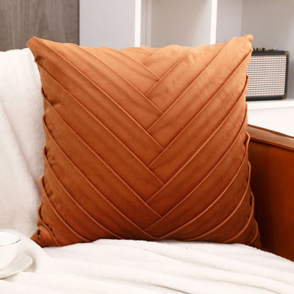 Miater 1pc/2pcs Velvet Pleated Geometric Throw Pillow, Velvet Patchwork Luxury Modern Style Living Room Sofa Decorative Cushion