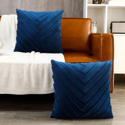 Miater 1pc/2pcs Velvet Pleated Geometric Throw Pillow, Velvet Patchwork Luxury Modern Style Living Room Sofa Decorative Cushion