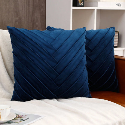 Miater 1pc/2pcs Velvet Pleated Geometric Throw Pillow, Velvet Patchwork Luxury Modern Style Living Room Sofa Decorative Cushion
