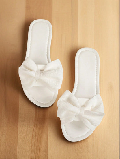 MICCOM Women's Flat Sandals Slippers New Bowknot Outdoor Soft Bottom Lightweight Breathable Flat Beach Slides, Stylish