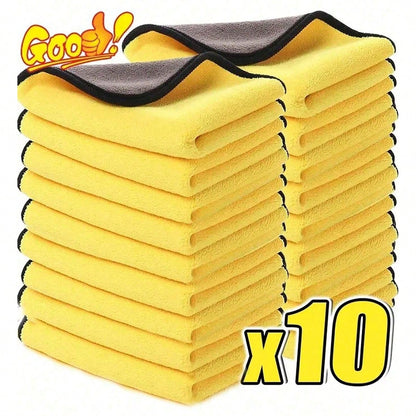 Microfiber Towels,1pc/3pcs/5pcs/10pcs High Density Coral Fleece Car Wash Towels, Double-Sided Thick Absorbent Automotive Cleaning Cloth, Windshield Wiper, Suitable For Auto Repair Shops, Hotels, Resta