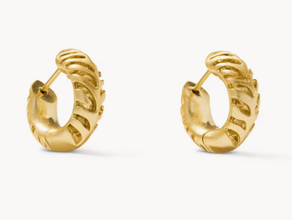 Mikki Tiger Stripe Huggie Earrings Gold Metal