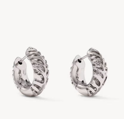 Mikki Tiger Stripe Huggie Earrings Silver Metal