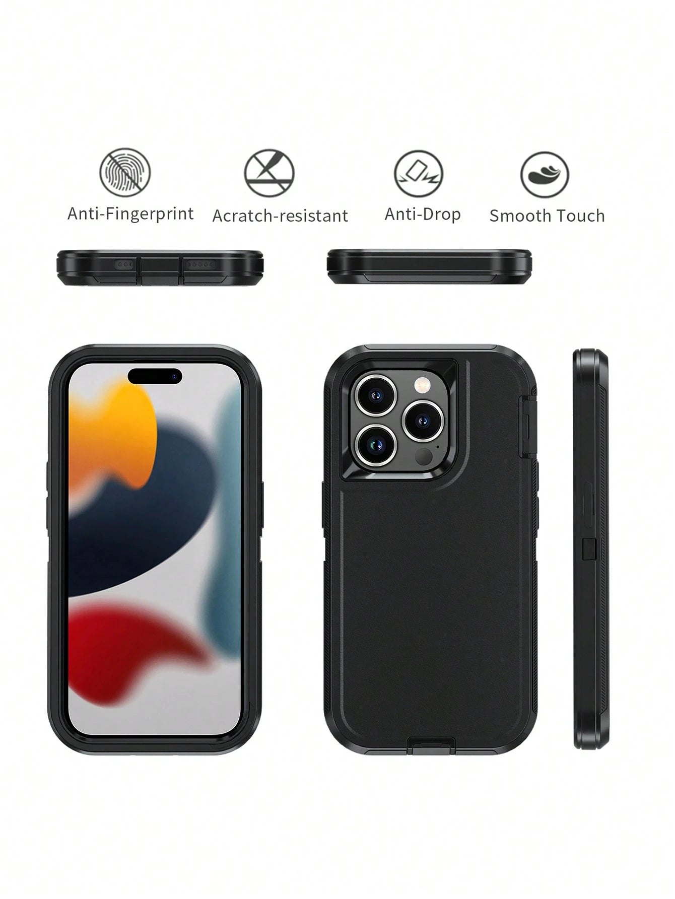 Military Grade Shockproof Basic Phone Case Military Grade Anti-Drop Heavy Duty Rugged Anti Drop Shock-Absorbing And Abrasion Resistant Full Body Protective Phone Case Sturdy Three In One Protective Ca