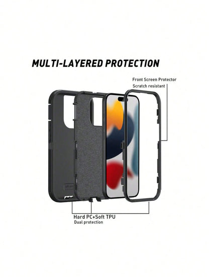 Military Grade Shockproof Basic Phone Case Military Grade Anti-Drop Heavy Duty Rugged Anti Drop Shock-Absorbing And Abrasion Resistant Full Body Protective Phone Case Sturdy Three In One Protective Ca