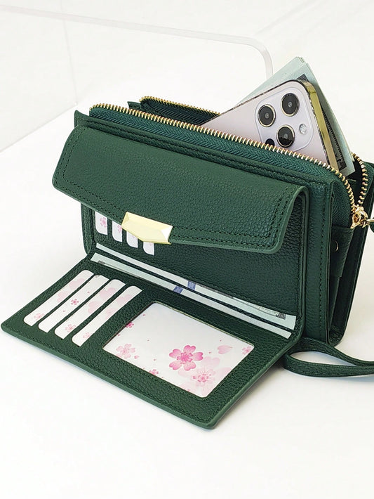 MINGYOU Soft Litchi Pattern Handbag & Wallet Combo For Women Wallet Purse Wallet Long Wallet Wristlet Wallet,Phone Card Holder