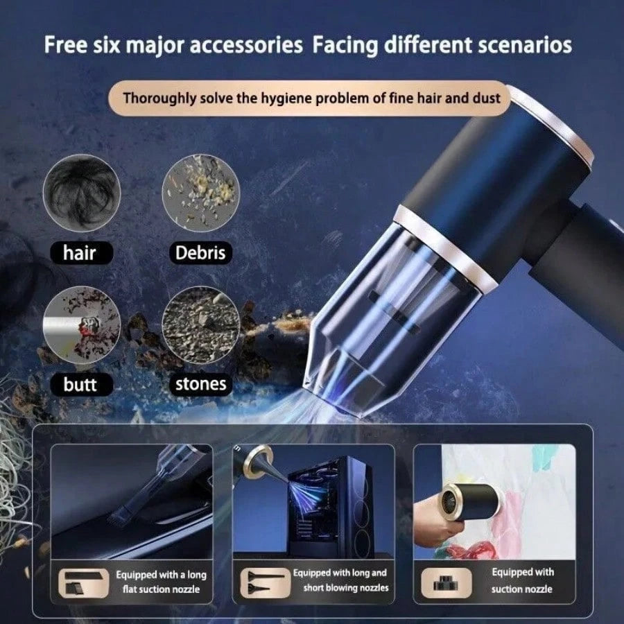 Mini 4 In 1 Upgrade Car Vacuum Cleaner Air Blower Wireless Handheld Rechargeable