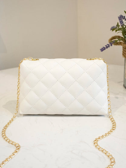 Mini Fashionable Flap Chain Crossbody Bag, Quilted Women's Shoulder Messenger Bag For Phone, Suitable For Gifts, Vacation, Shopping, Valentines Gifts, Cream Bag