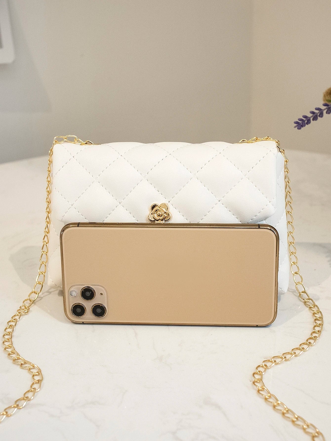 Mini Fashionable Flap Chain Crossbody Bag, Quilted Women's Shoulder Messenger Bag For Phone, Suitable For Gifts, Vacation, Shopping, Valentines Gifts, Cream Bag