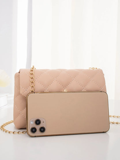 Mini Fashionable Flap Chain Crossbody Bag, Quilted Women's Shoulder Messenger Bag For Phone, Suitable For Gifts, Vacation, Shopping, Valentines Gifts, Cream Bag