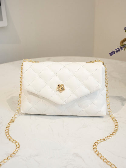 Mini Fashionable Flap Chain Crossbody Bag, Quilted Women's Shoulder Messenger Bag For Phone, Suitable For Gifts, Vacation, Shopping, Valentines Gifts, Cream Bag