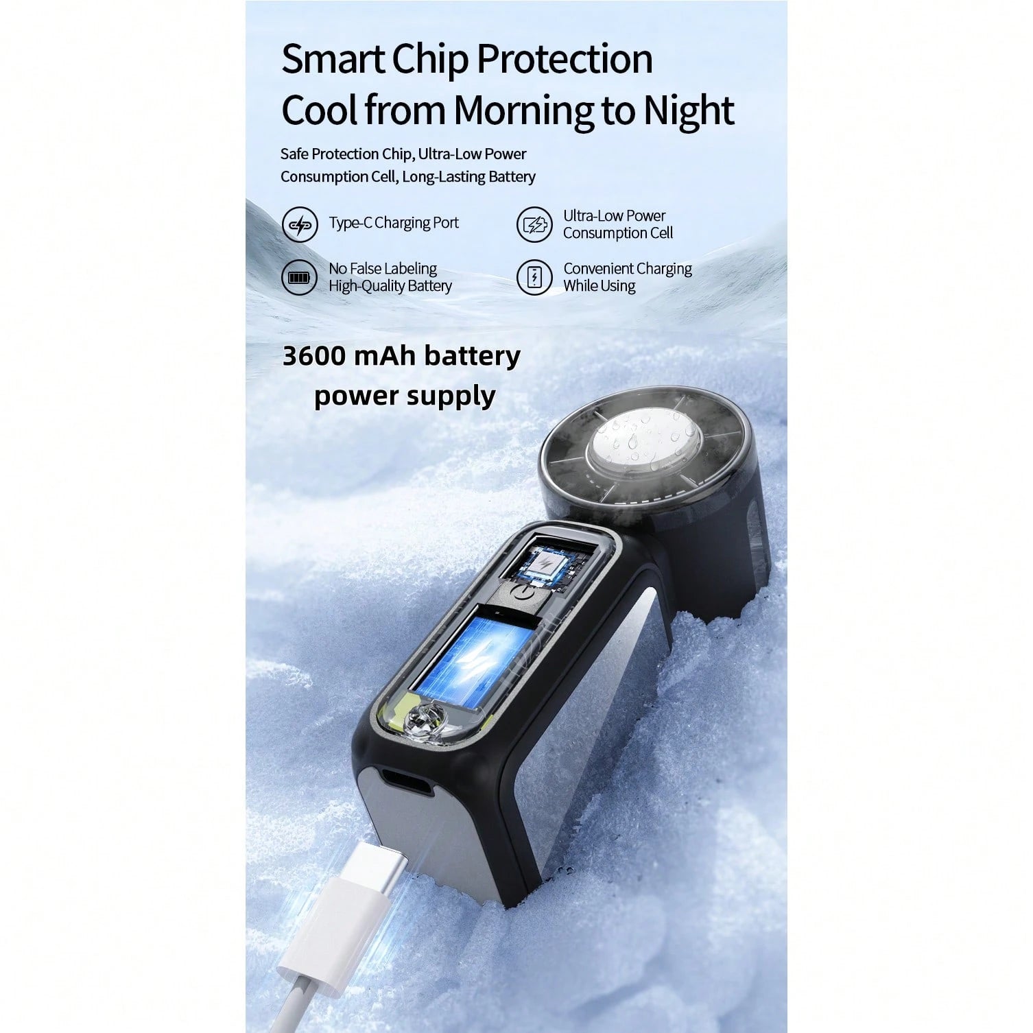 Mini Pocket Handheld Turbo Fan With Cooling Function, 1-199 Speed Adjustable, 3600mAh Rechargeable Battery, 17000 RPM Personal Fan For Travel, Outdoor, Home & Office