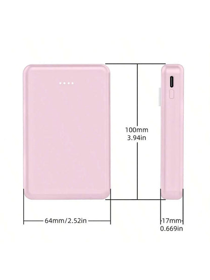 Mini Portable Mobile Phone Power Bank Charger 5000mAh, Input Type-C, USB C Block,4-USB Output Built-In Type-C Cable, Micro Cable, Suitable For IOS Cable Charging, USB-A Output Interface, For IOS And