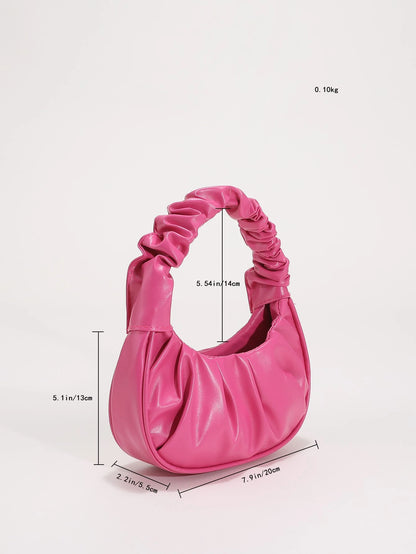 Mini Solid Color Pleated Cloud Handbag For Women