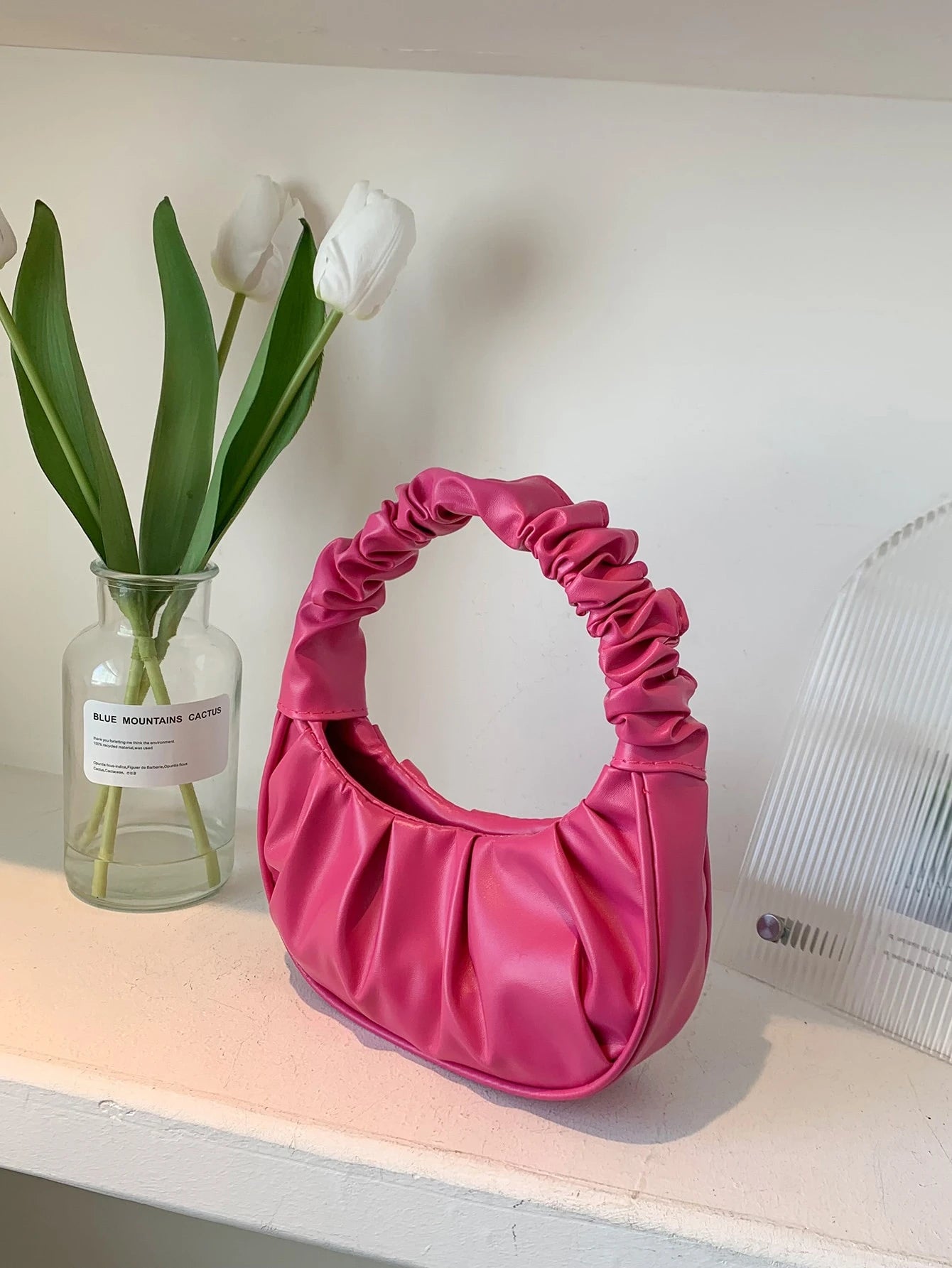 Mini Solid Color Pleated Cloud Handbag For Women