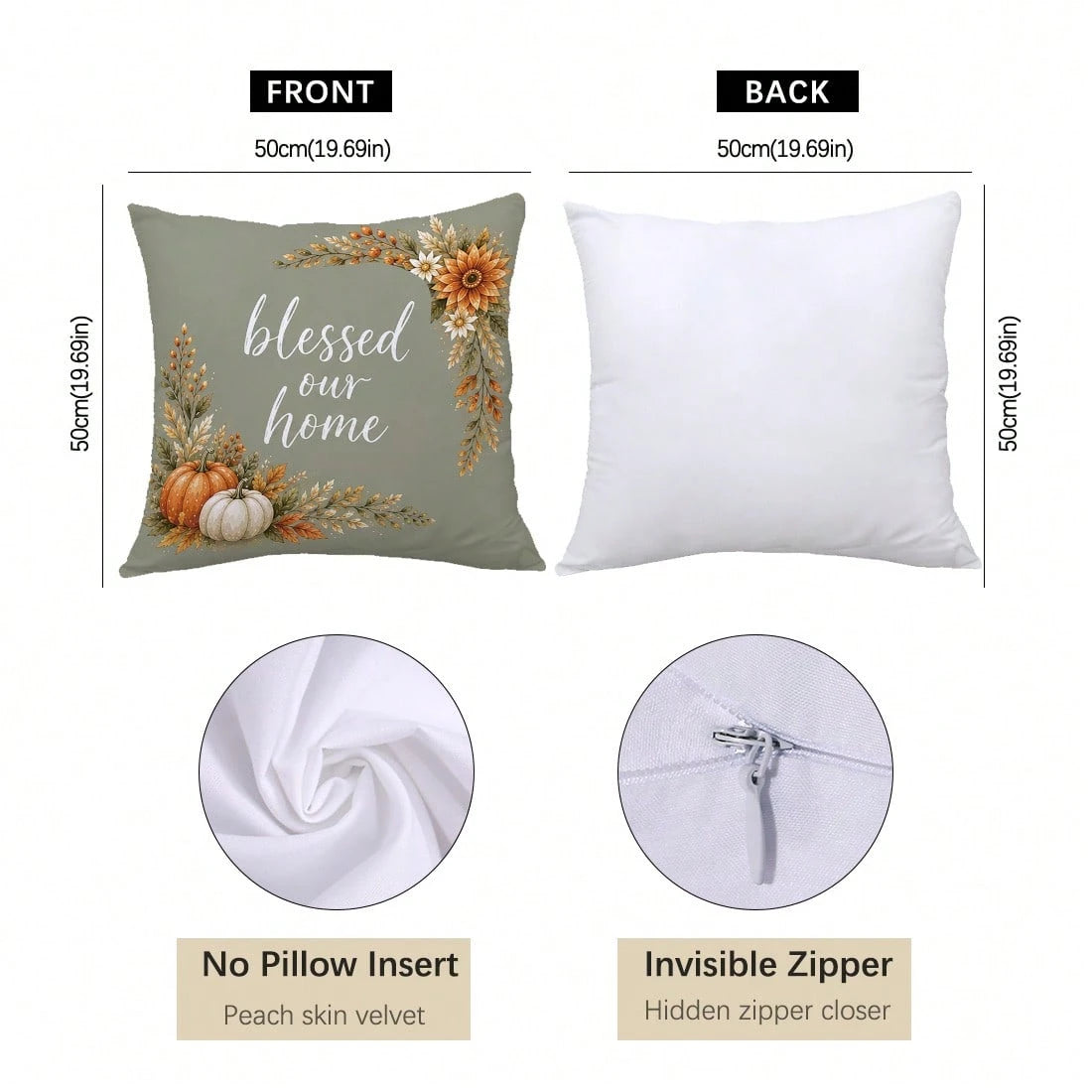 Minimalist Daily Autumn Forest Pumpkin Truck Cushion Cover 4-Piece Set, Single-Sided Printed Peach Skin Velvet Polyester Material, 45*45/50*50CM Pillow Covers Suitable For Room Decoration, Modern Mini