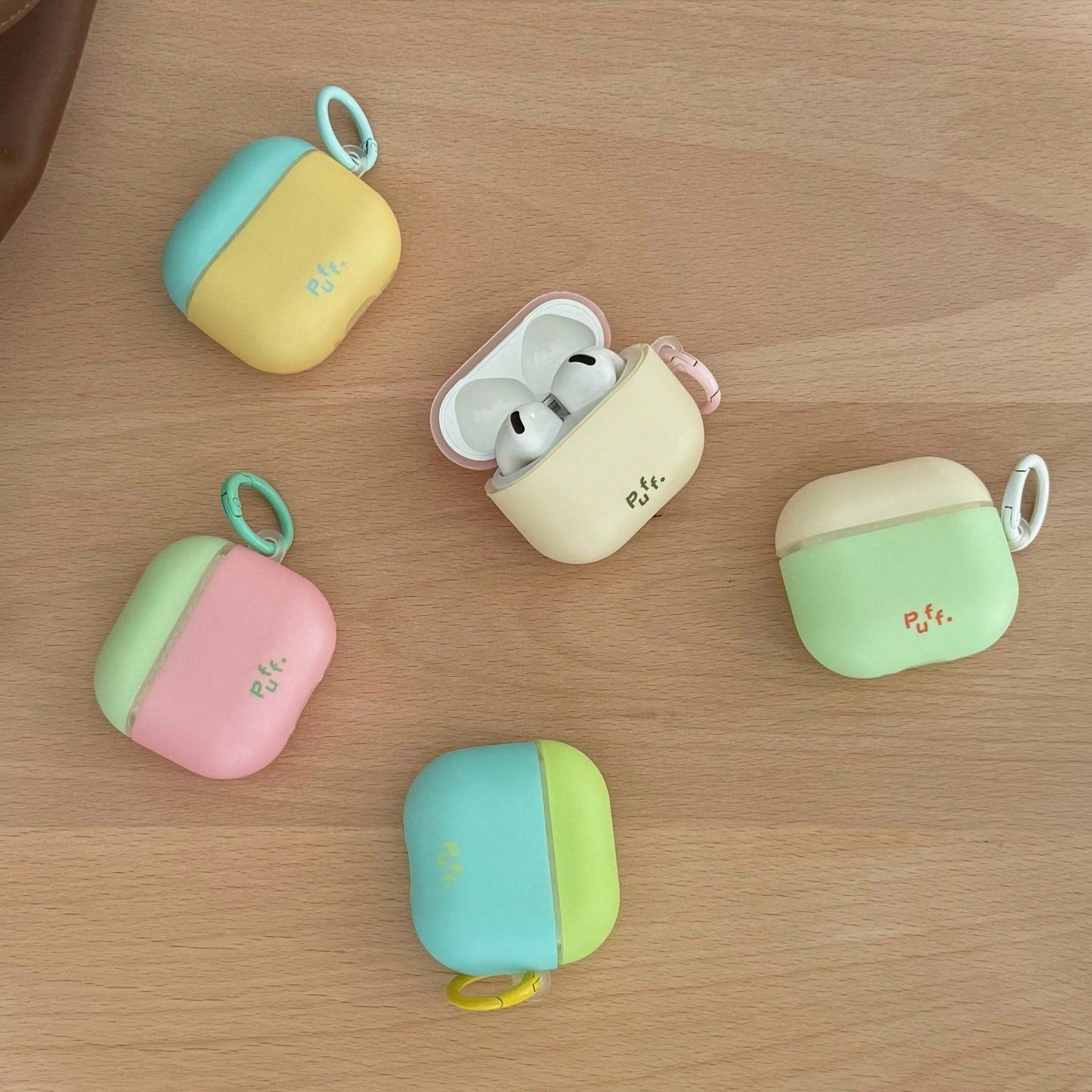 Minimalist Korean/European/American Matte Color-Block Earphone Case With Hanging Ring, Compatible With Apple Pro 3 Case/ Pro 2 Case/ Pro Case/ 4 Case/ 3 Case/ 2 Case/Fashion Women's Earphone Case/Mini