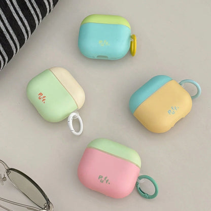 Minimalist Korean/European/American Matte Color-Block Earphone Case With Hanging Ring, Compatible With Apple Pro 3 Case/ Pro 2 Case/ Pro Case/ 4 Case/ 3 Case/ 2 Case/Fashion Women's Earphone Case/Mini