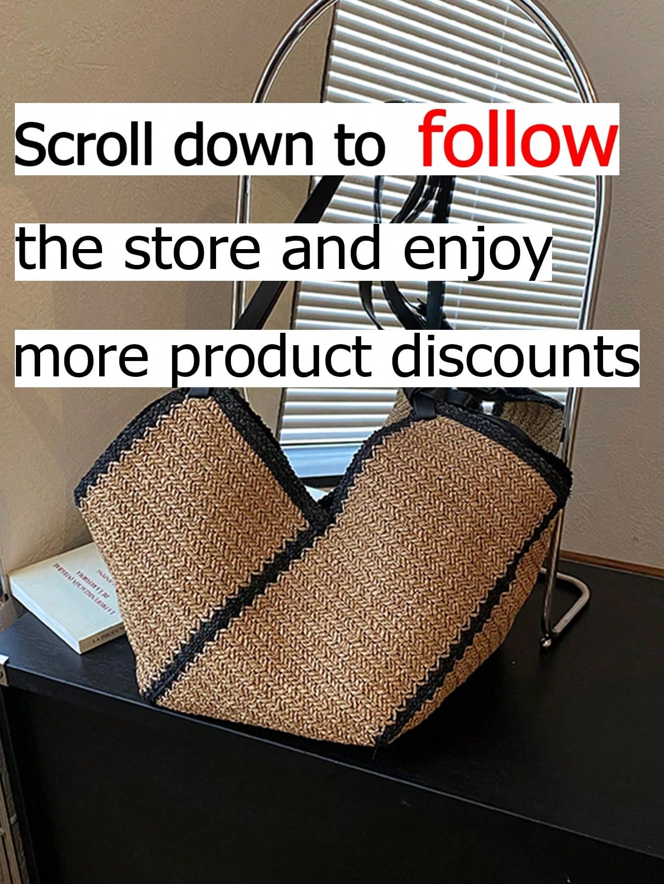 Minimalist Raffia Woven Daily Tote Bag With Spacious Interior And Comfortable Handles, Perfect For Work, Errands Or Beach Vacation, Blending Natural Texture With Everyday Functionality