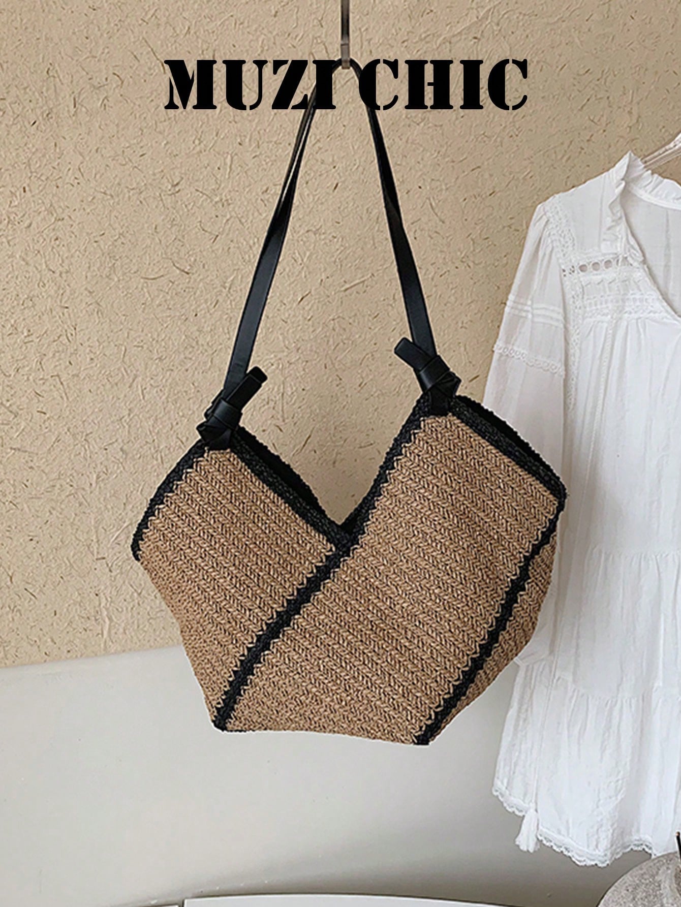 Minimalist Raffia Woven Daily Tote Bag With Spacious Interior And Comfortable Handles, Perfect For Work, Errands Or Beach Vacation, Blending Natural Texture With Everyday Functionality