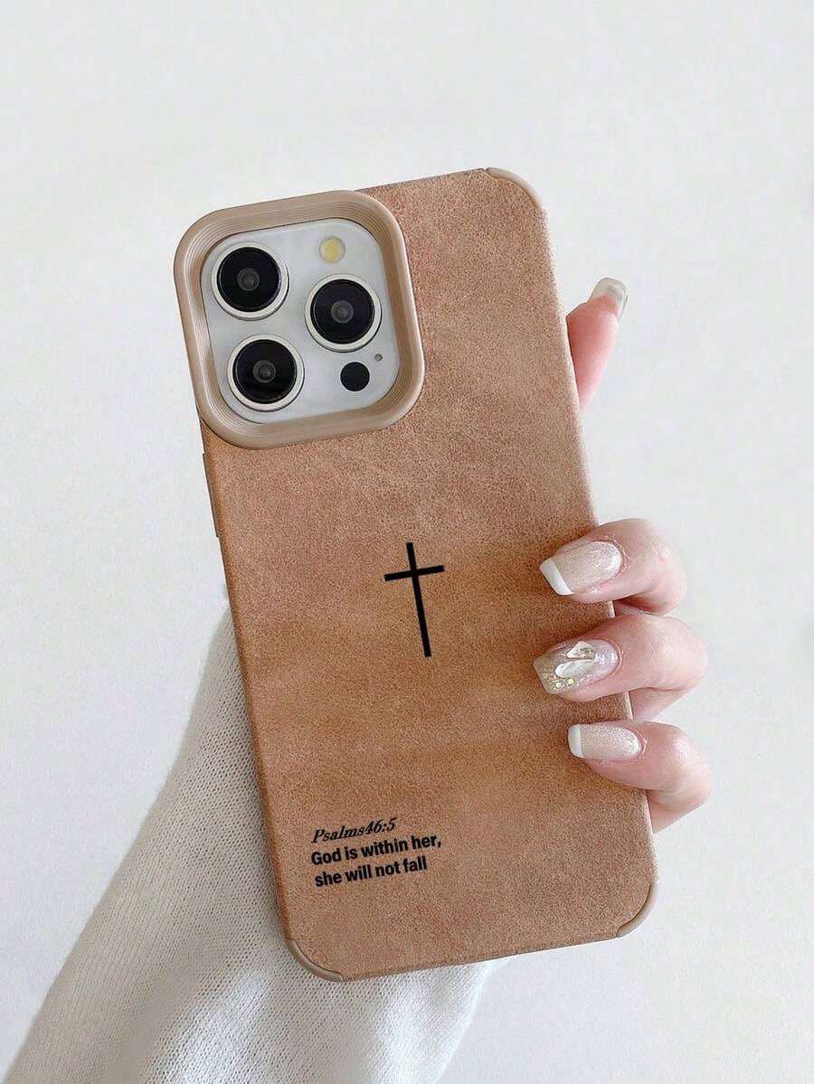 Minimalist Religious Mythical Figures Elements Fashion Vintage Velvet Textured Cross Bible Verse Phone Case, Minimalist Religious Style Christian Cross Cool Phone Case, Christian Gift For Girlfriend/B