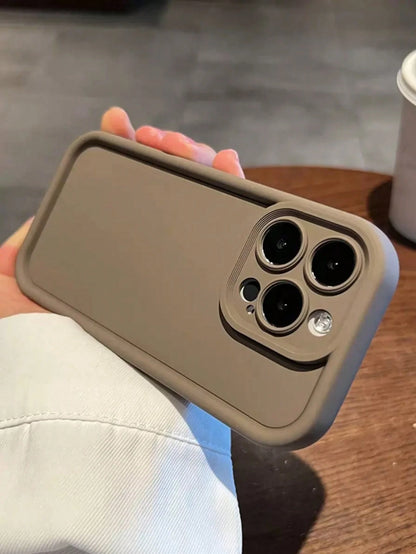 Minimalist Solid Color Thick Shock-Absorbing Khaki Phone Case, Compatible With 17/17 Pro/17 Pro Max/16 Pro Max/16/16 Pro/16 Plus/16E/15/15 Plus/15 Pro/15 Pro Max/11/12/13/14 Pro Max/XS/XR/11 Pro/11 Pr