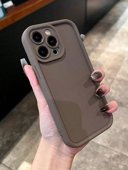 Minimalist Solid Color Thick Shock-Absorbing Khaki Phone Case, Compatible With 17/17 Pro/17 Pro Max/16 Pro Max/16/16 Pro/16 Plus/16E/15/15 Plus/15 Pro/15 Pro Max/11/12/13/14 Pro Max/XS/XR/11 Pro/11 Pr